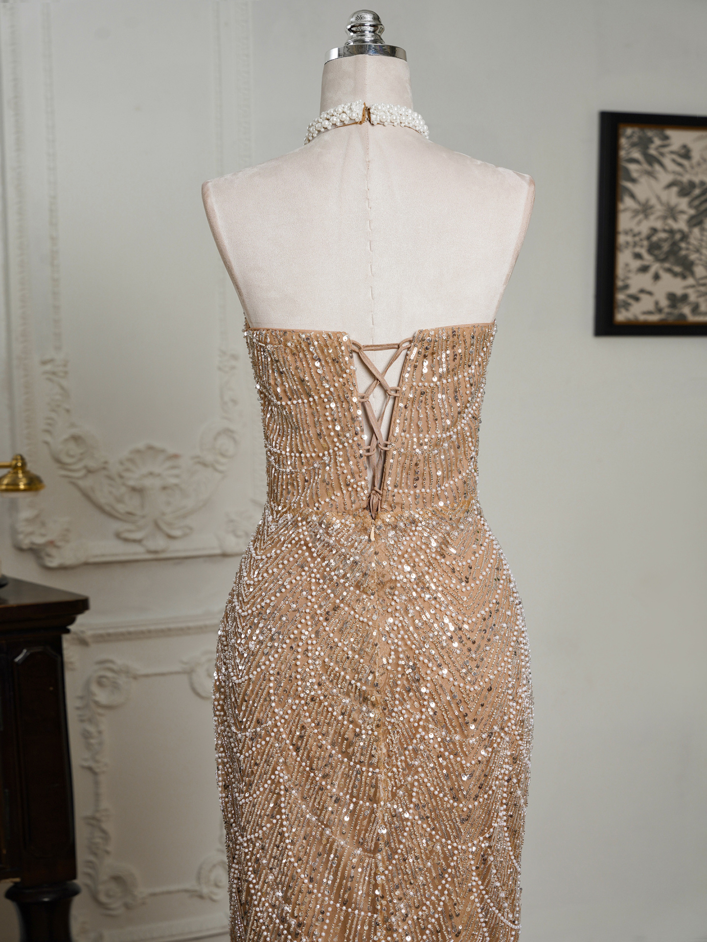 BMbridal Sparkling Strapless Mermaid Gown with High - Slit and Tulle Train: A Showstopper for Special Occasions