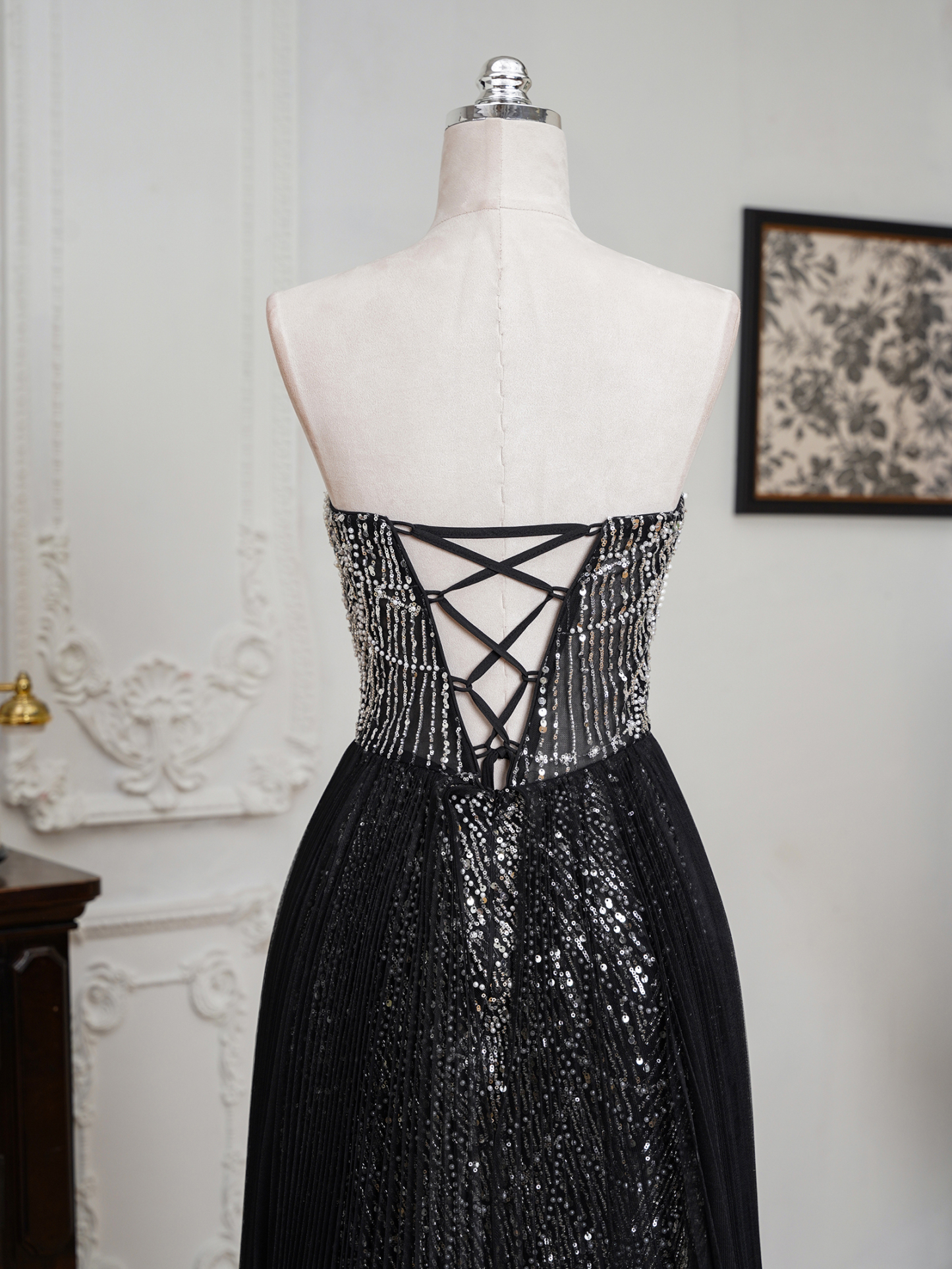 BMbridal Sparkling Strapless Mermaid Gown with High - Slit and Tulle Train: A Showstopper for Special Occasions