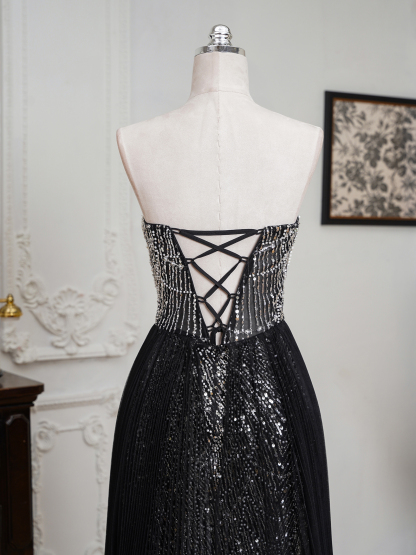 BMbridal Sparkling Strapless Mermaid Gown with High - Slit and Tulle Train: A Showstopper for Special Occasions