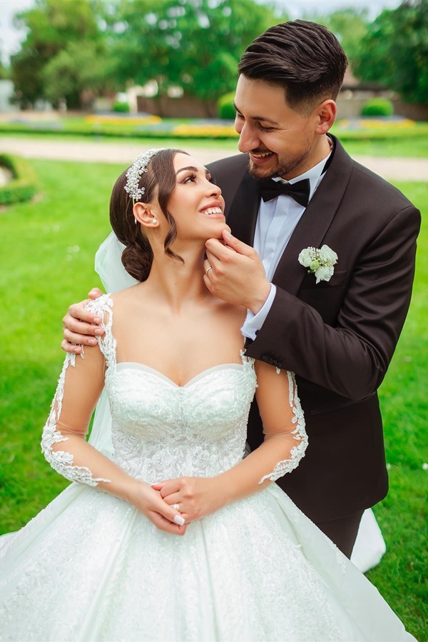 Bmbidal Long Sleeves Lace Wedding Dress Princess Square Online-BMbridal