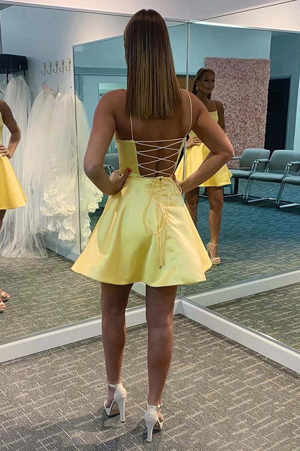 Yellow Simple A Line Homecoming Dress-BMbridal