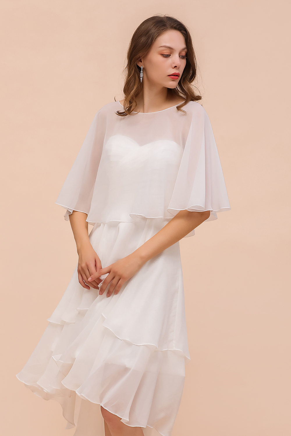 BMbridal White Chiffon Jewel Special Occasions Wraps-BMbridal