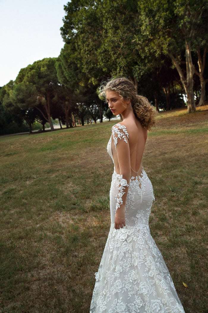 BMbridal Long Sleeves Mermaid Wedding Dress Lace Applqiues Bridal Wear-BMbridal