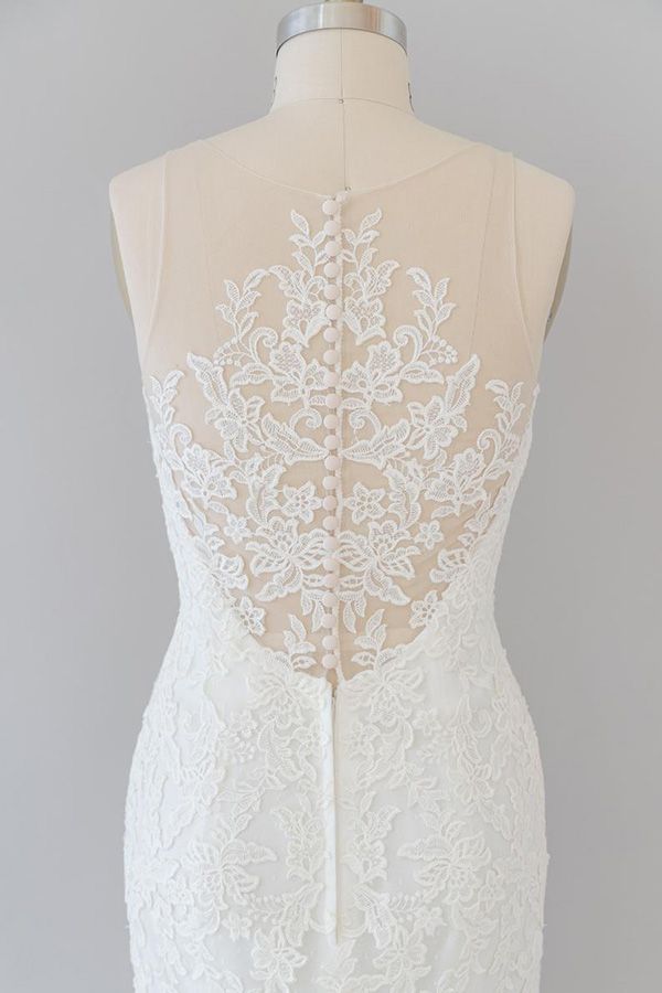 BMbridal Graceful Illusion Appliques Mermaid Wedding Dress On Sale-BMbridal