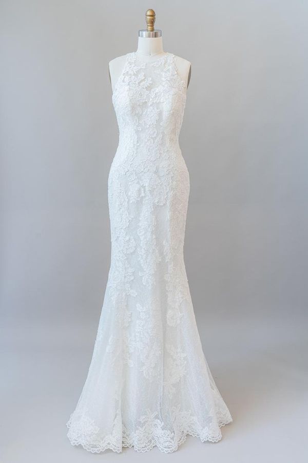 BMbridal Awesome Illusion Lace Mermaid Wedding Dress On Sale-BMbridal