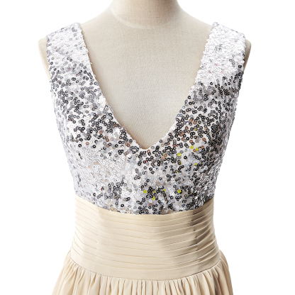 BMbridal A-line V-neck Chiffon Party Dress With Sequined