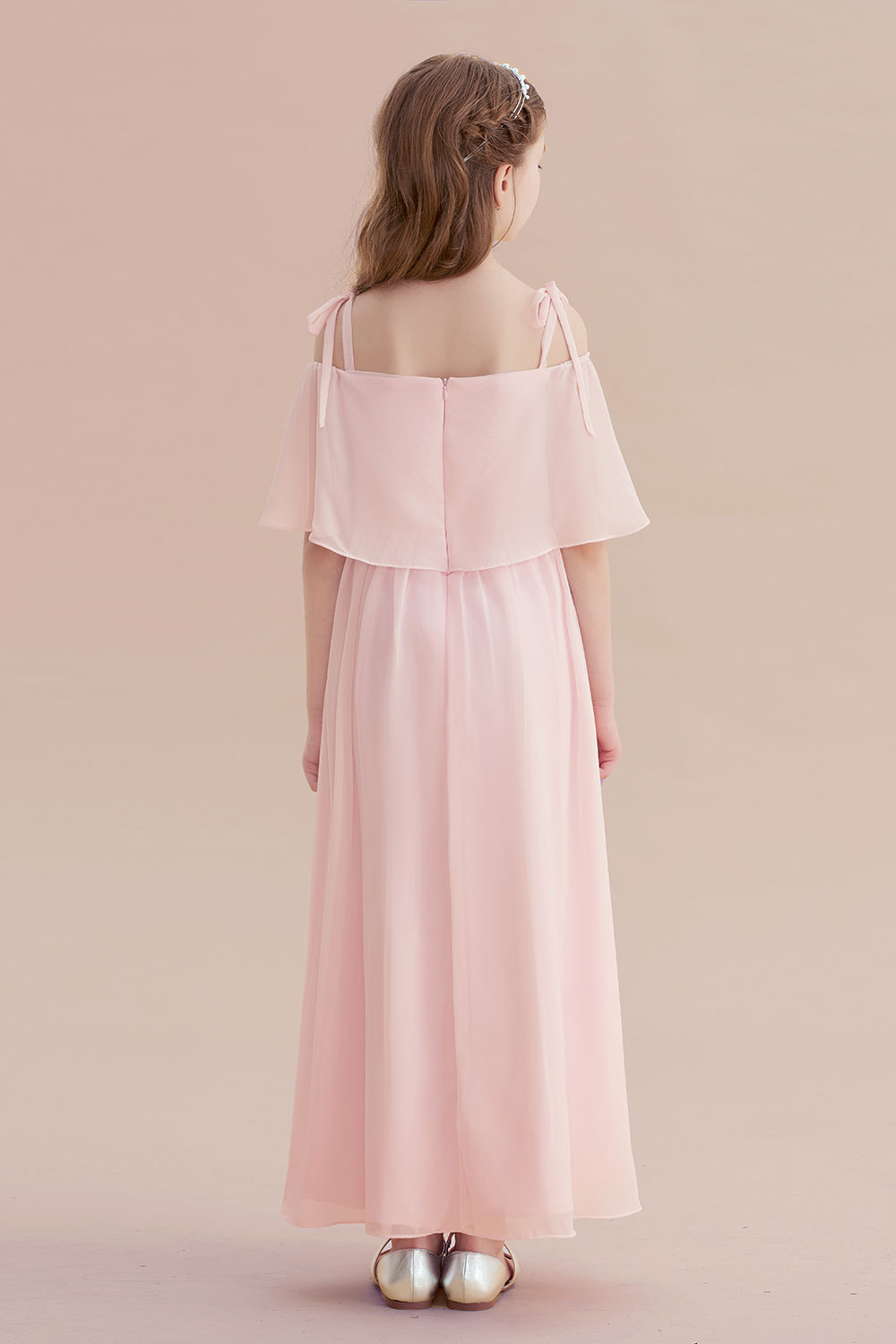 BMbridal A-Line Cold-shoulder Chiffon Flower Girl Dress Online-BMbridal