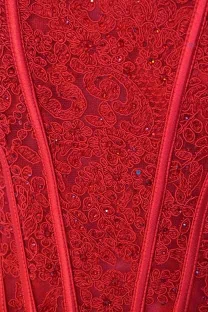 Fuchsia Strapless Corset Mermaid Long Satin Prom Dress with Slit