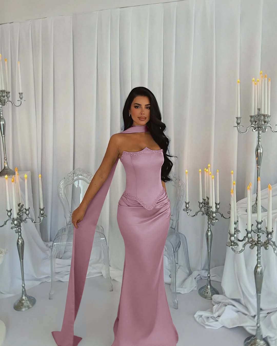 Strapless Sleeveless Long Mermaid Prom Dress With Beading Pleated