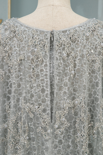 BMbridal Elegant Jewel Long Sleeves Mermaid Prom Dresses with Appliques Beadings