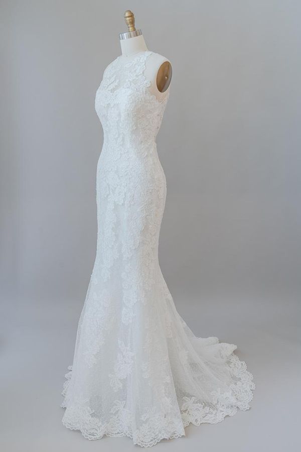 BMbridal Awesome Illusion Lace Mermaid Wedding Dress On Sale-BMbridal