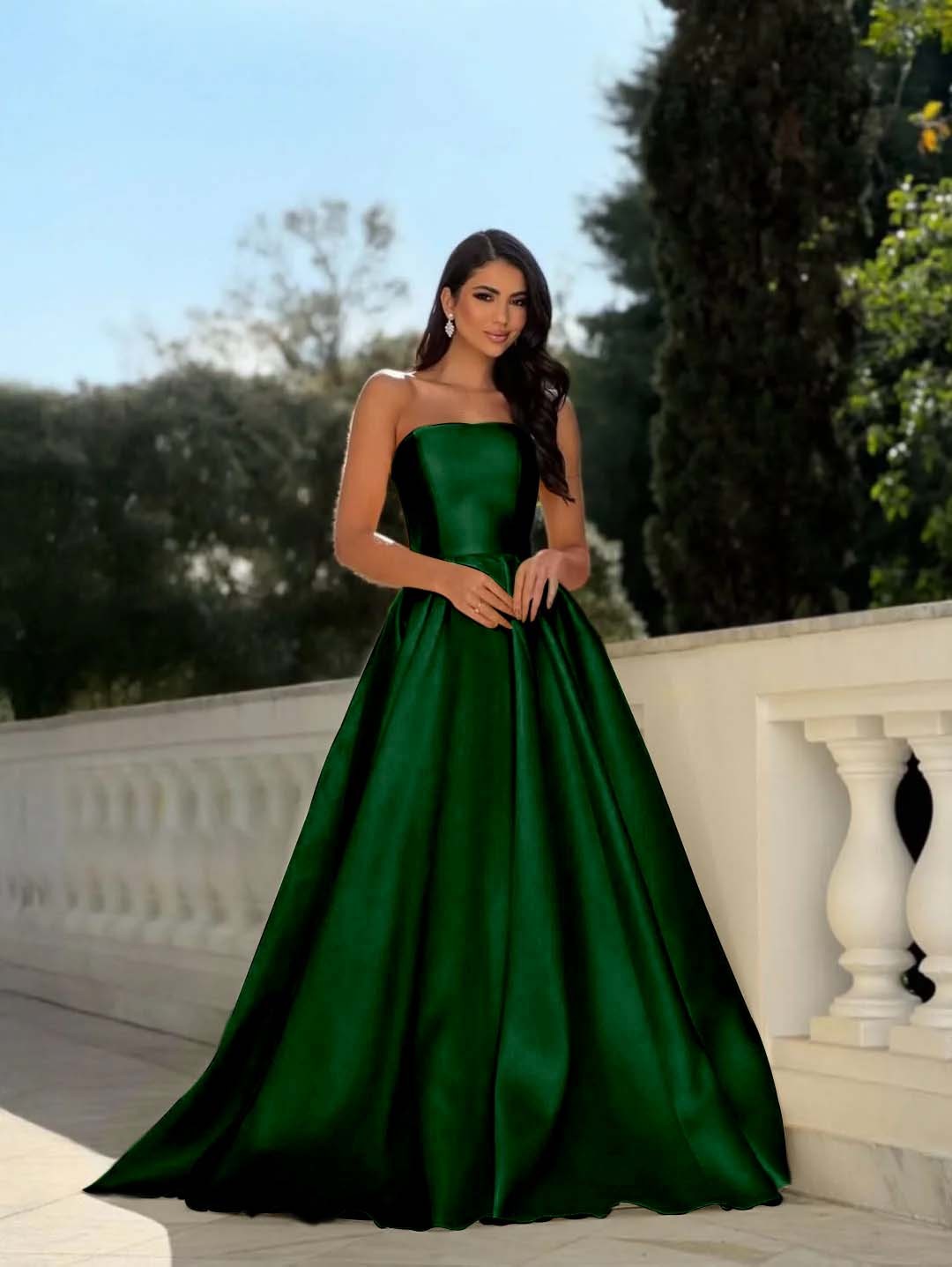 Chic Strapless Sleeveless Long A Line Prom Dress With Pleated