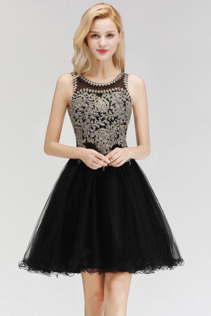 BMbridal A-line Tulle Lace Homecoming Dress with Beadings