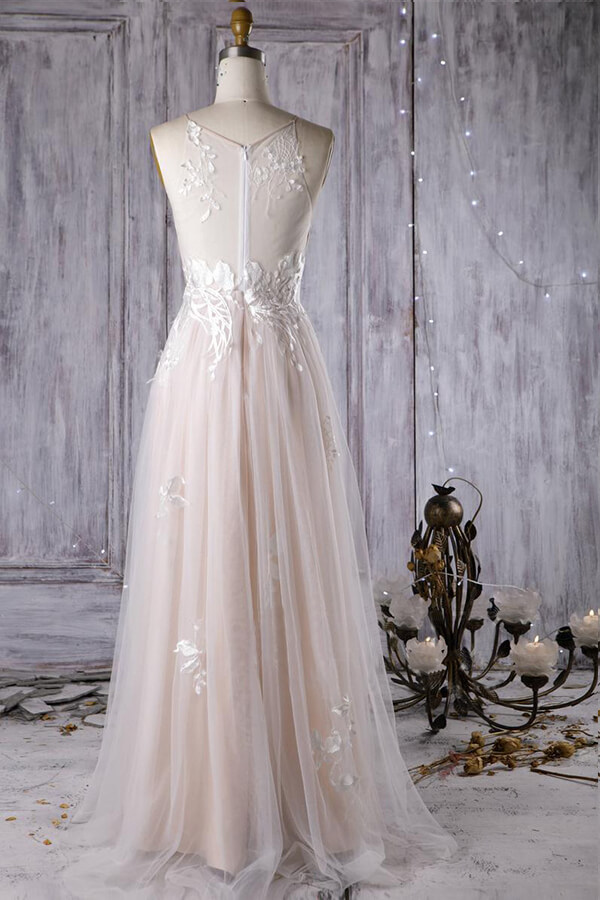 BMbridal Chic Ruffle Floor Length Tulle A-line Wedding Dress Online-BMbridal