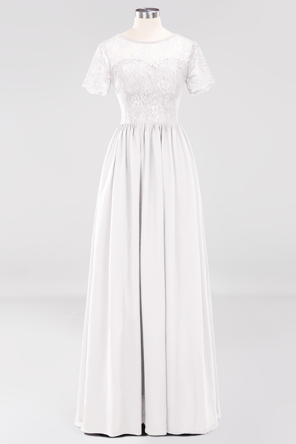 BMbridal Elegant Dark Navy Long Lace Bridesmaid Dresses with Short-Sleeves-BMbridal