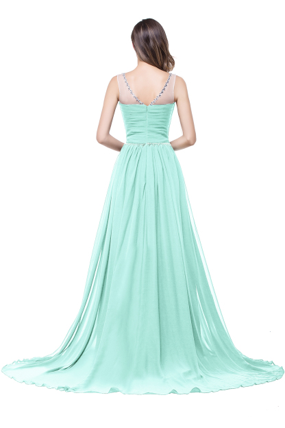 BMbridal A-line Court Train Chiffon Party Dress With Beading