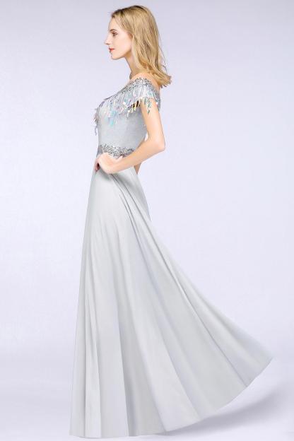 BMbridal A-line Jewel Short Sleeves Sequins Evening Dress with Tassels