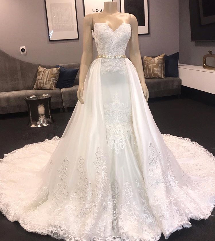 Bmbridal Sweetheart Lace Wedding Dress Mermaid Online-BMbridal