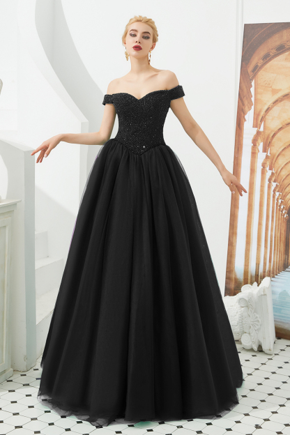 BMbridal Princess Off-the-Shoulder Prom Dress Beadings Sweetheart Ball Gown Evening Gowns