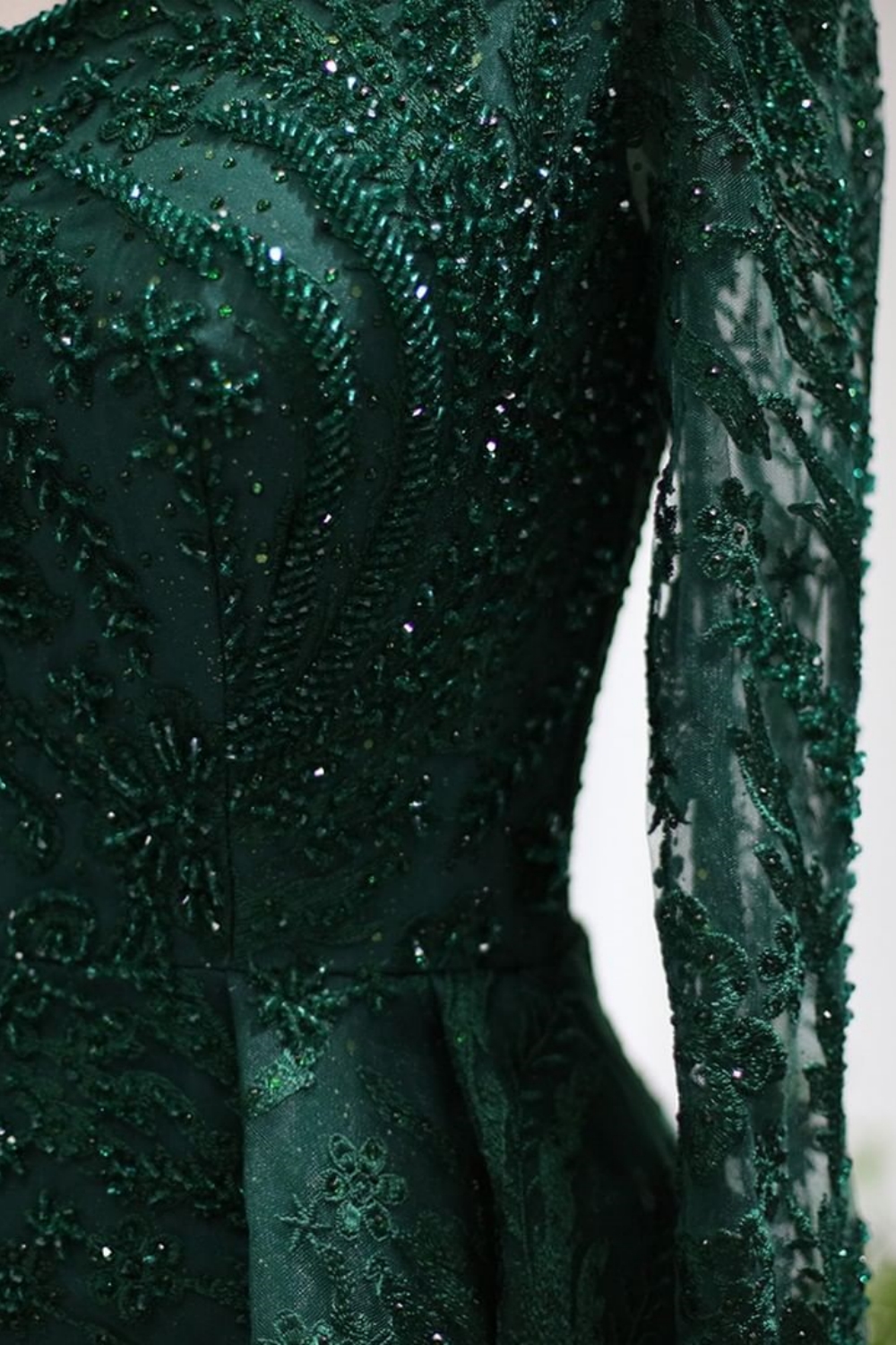 Bmbridal Dark Green Stain One Shoulder A-Line Prom Dresses with Lace