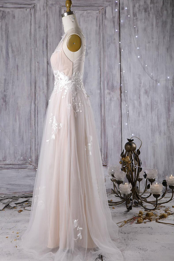 BMbridal Chic Ruffle Floor Length Tulle A-line Wedding Dress Online-BMbridal