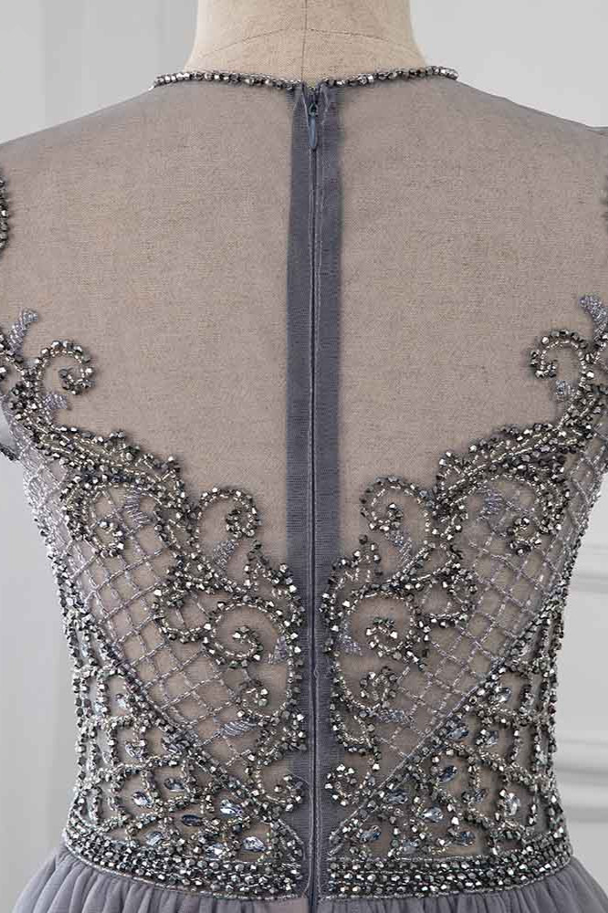 BMbridal Stylish Jewel Appliques Short Sleeves Prom Dresses with Rhinestone Online