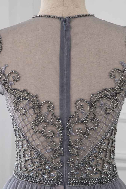 BMbridal Stylish Jewel Appliques Short Sleeves Prom Dresses with Rhinestone Online