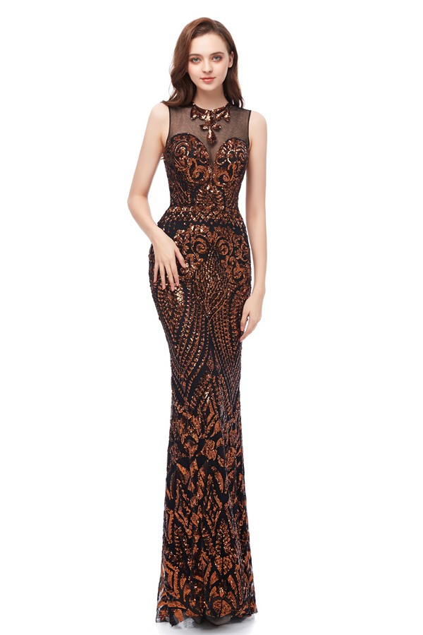 Bmbridal High Neck Prom Dress Mermaid Sleeveless Lace Long