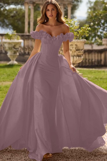 Off the Shoulder Sleeveless Long Mermaid Prom Dress With Pleated