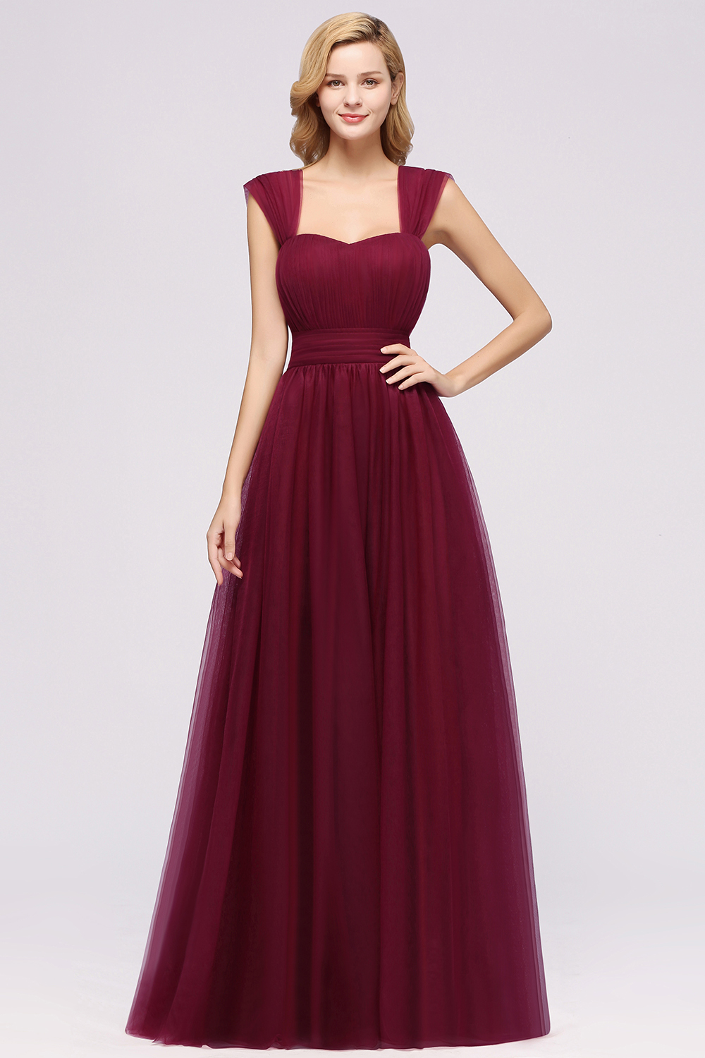 BMbridal Gorgeous Sweetheart Straps Ruffle Burgundy Bridesmaid Dresses Online-BMbridal