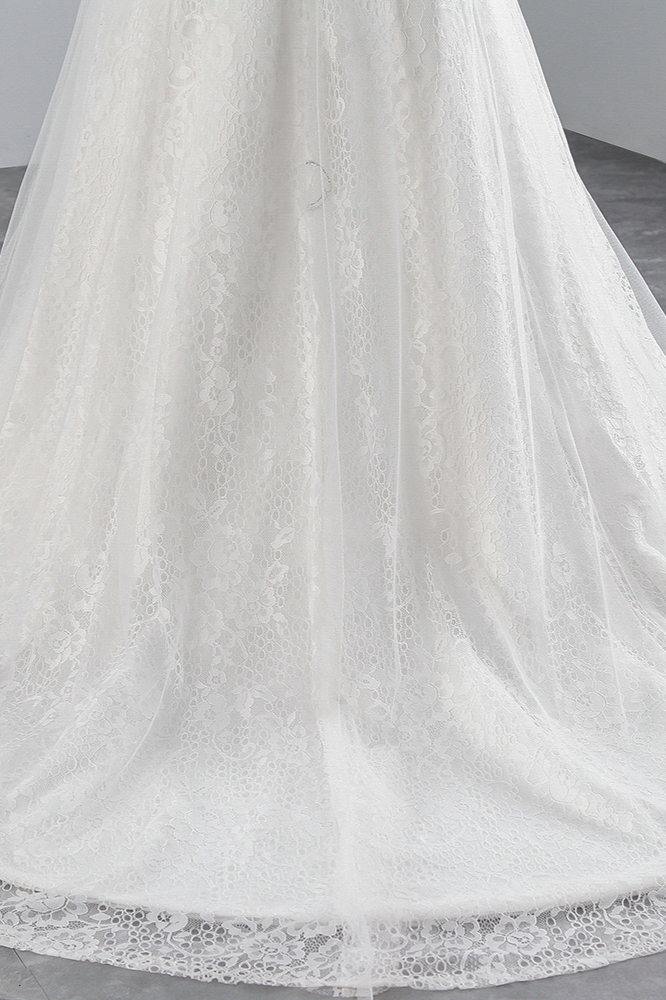 BMbridal Glamorous Jewel Sleeveless Rhinestone White Mermaid Wedding Dresses with Appliques