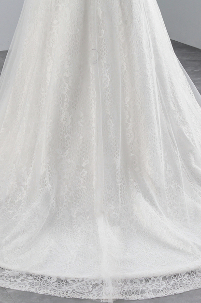 BMbridal Glamorous Jewel Sleeveless Rhinestone White Mermaid Wedding Dresses with Appliques