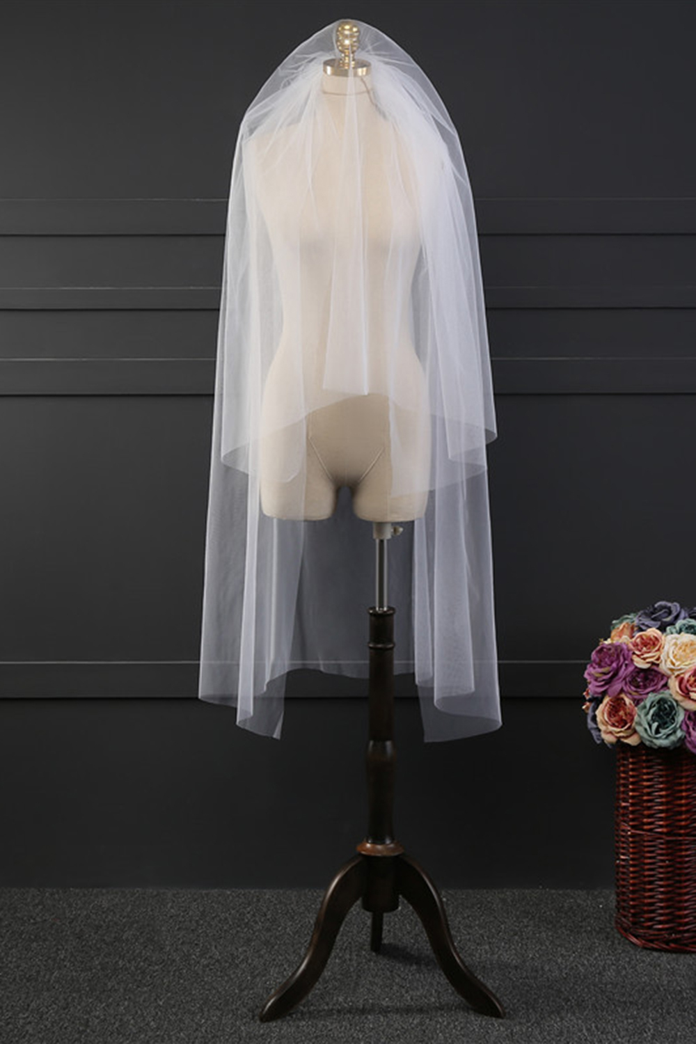 BMbridal Affordable Tulle Cut Edge Wedding Veil-BMbridal