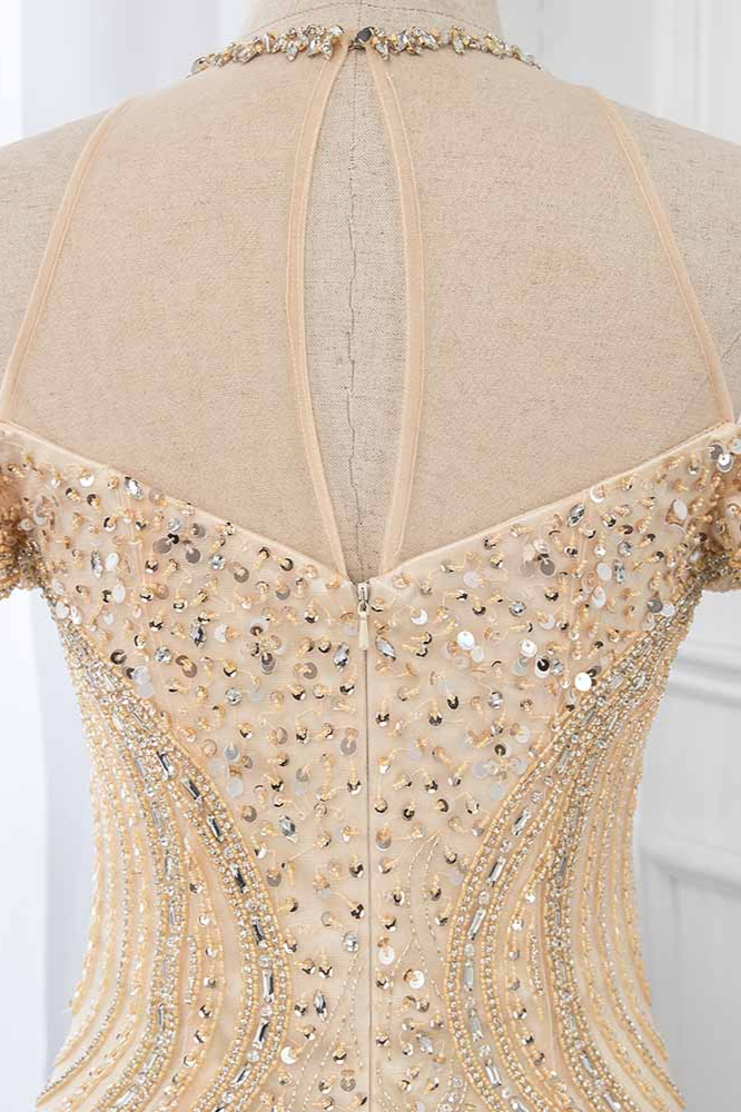 BMbridal Glamorous Off-the-Shoulder Sweetheart Mermaid Prom Dresses with Beadings