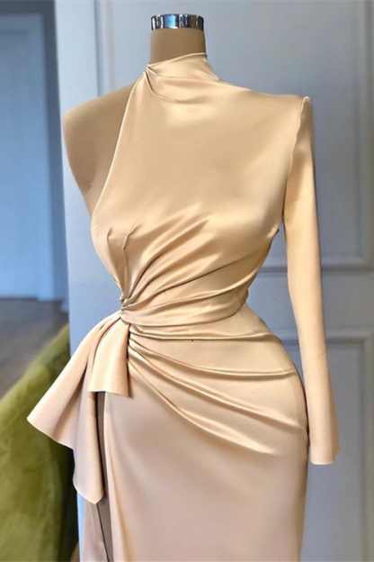 Bmbridal Column One Shoulder Prom Dress With Ruffles
