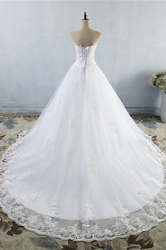 BMbridal Stylish Strapless Sweetheart A-Line Wedding Dress Sleeveless Appliques Bridal Gowns Online