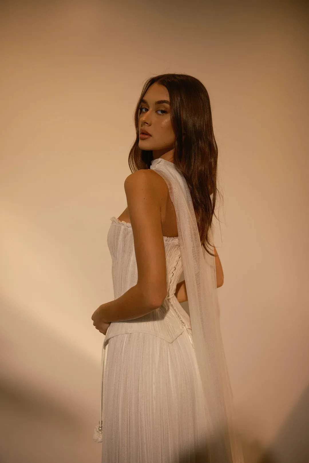 Chiffon Strapless Sleeveless Long Prom Dress With Belt Ruffles