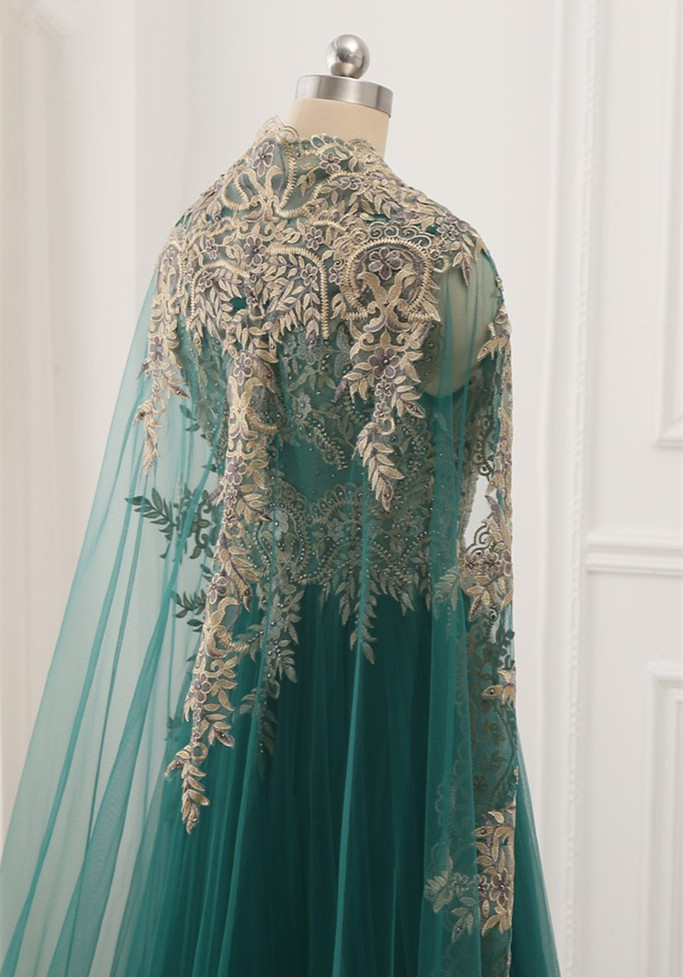 BMbridal Elegant Tulle Jewel Beading Appliques Prom Dresses with Ruffles Online
