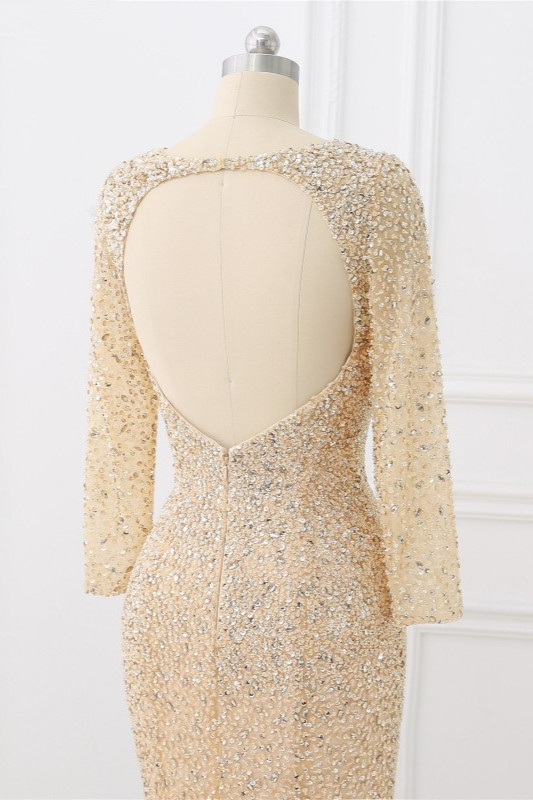 BMbridal Sparkly Sequined Jewel Mermaid Prom Dresses with Long Sleeves Online