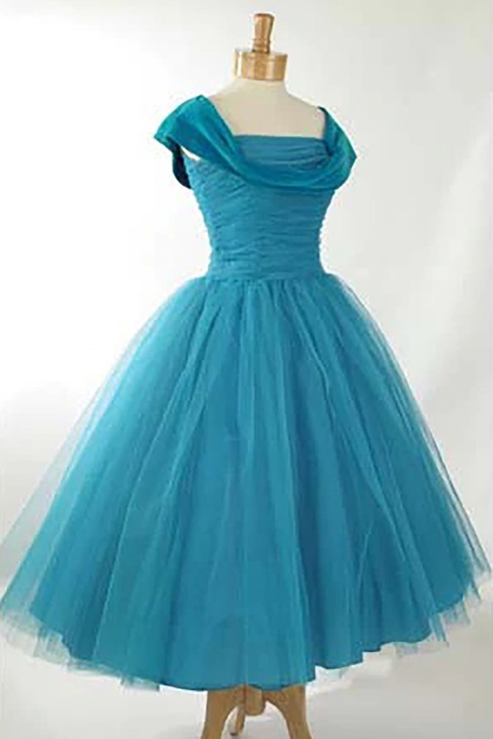 Peacock Blue Square Neck A Line Homecoming Dress-BMbridal