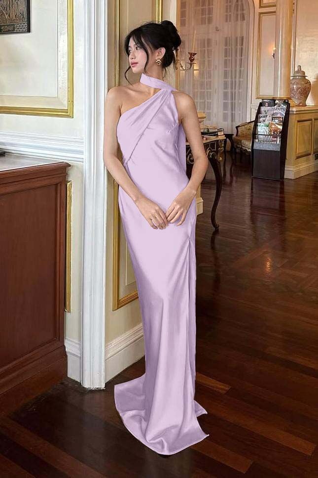 Halter Sleeveless Backless Long Mermaid Prom Dress With Pleated