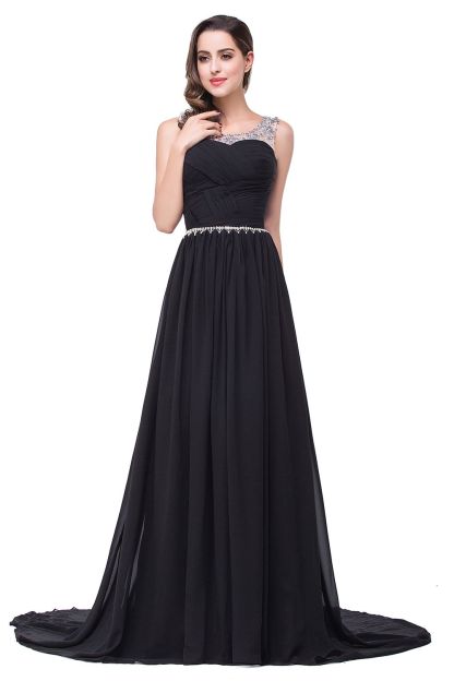 BMbridal A-line Court Train Chiffon Party Dress With Beading