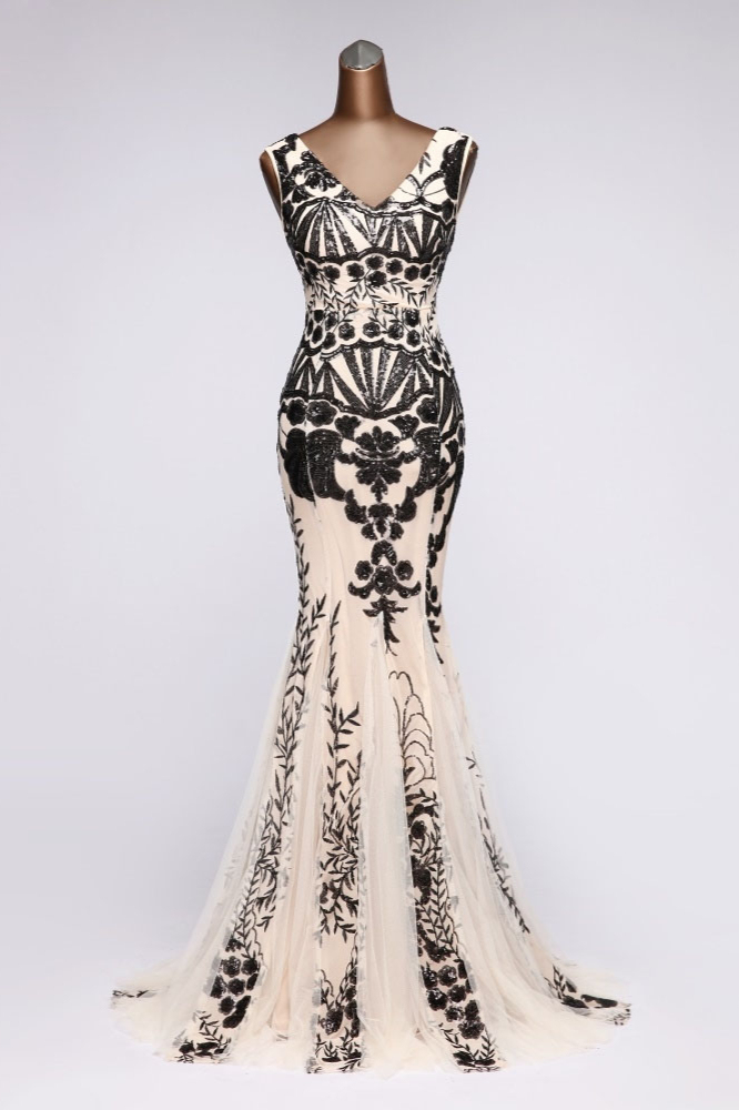 BMbridal Luxury V-Neck Sequins Mermaid Prom Dresses with Open Back Online