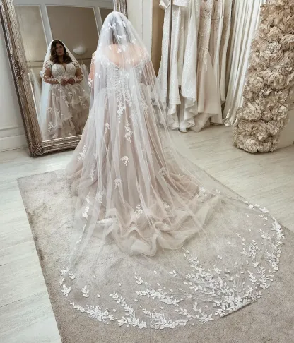 Chic Plus Size A-Line Sweetheart Long Wedding Dresses with Lace Sleeves