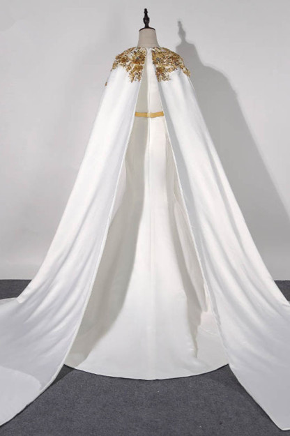 BMbridal Elegant Satin Jewel Appliques Long Prom Dresses with Sash Online