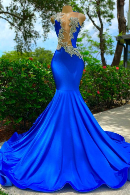 Strapless Sleeveless Backless Mermaid Long Prom Dress With Appliques