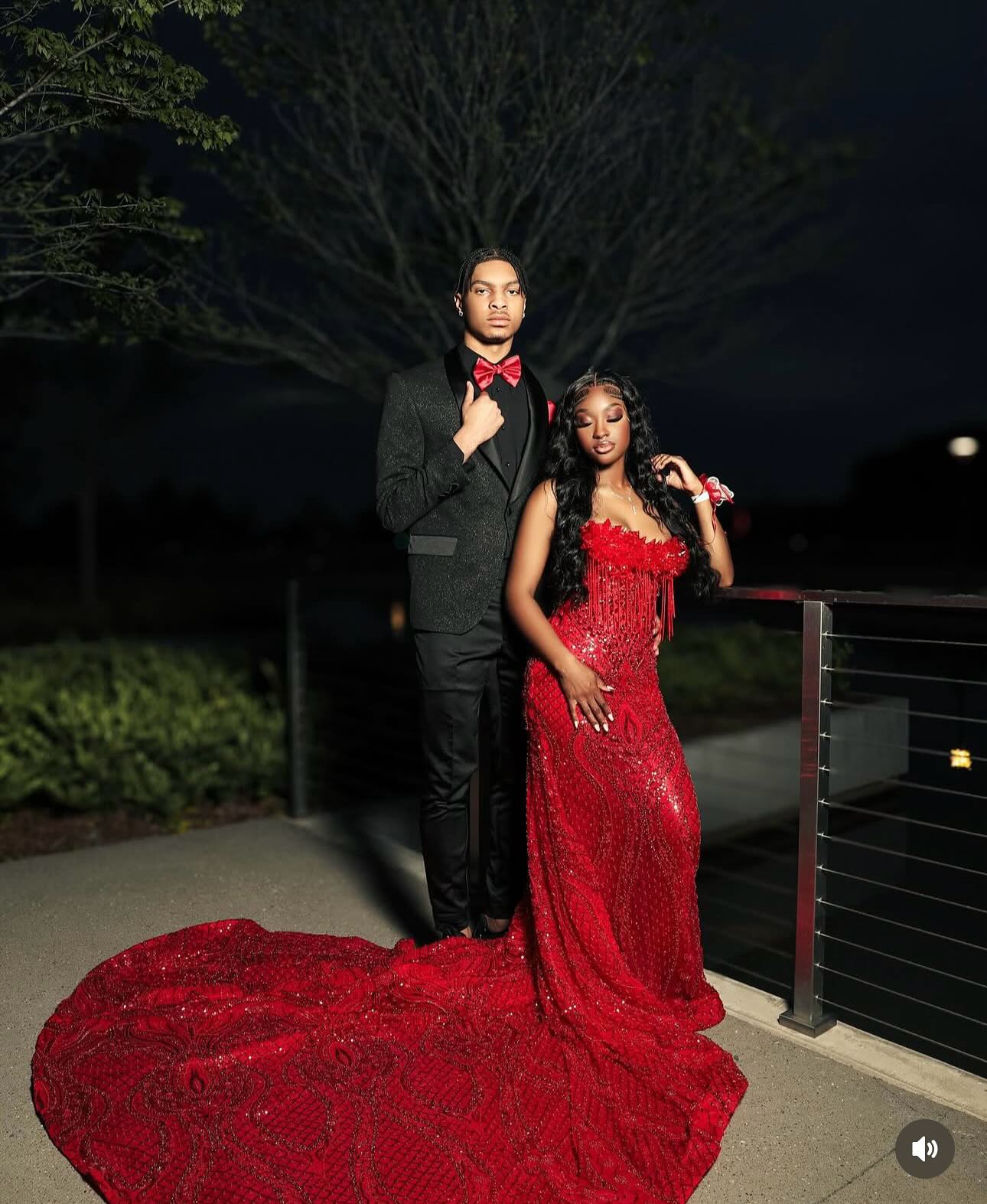 The Ruby Heiress - 2026 Hand-Beaded Crimson Mermaid Gown with Matching Crystal-Encrusted Hooded Veil