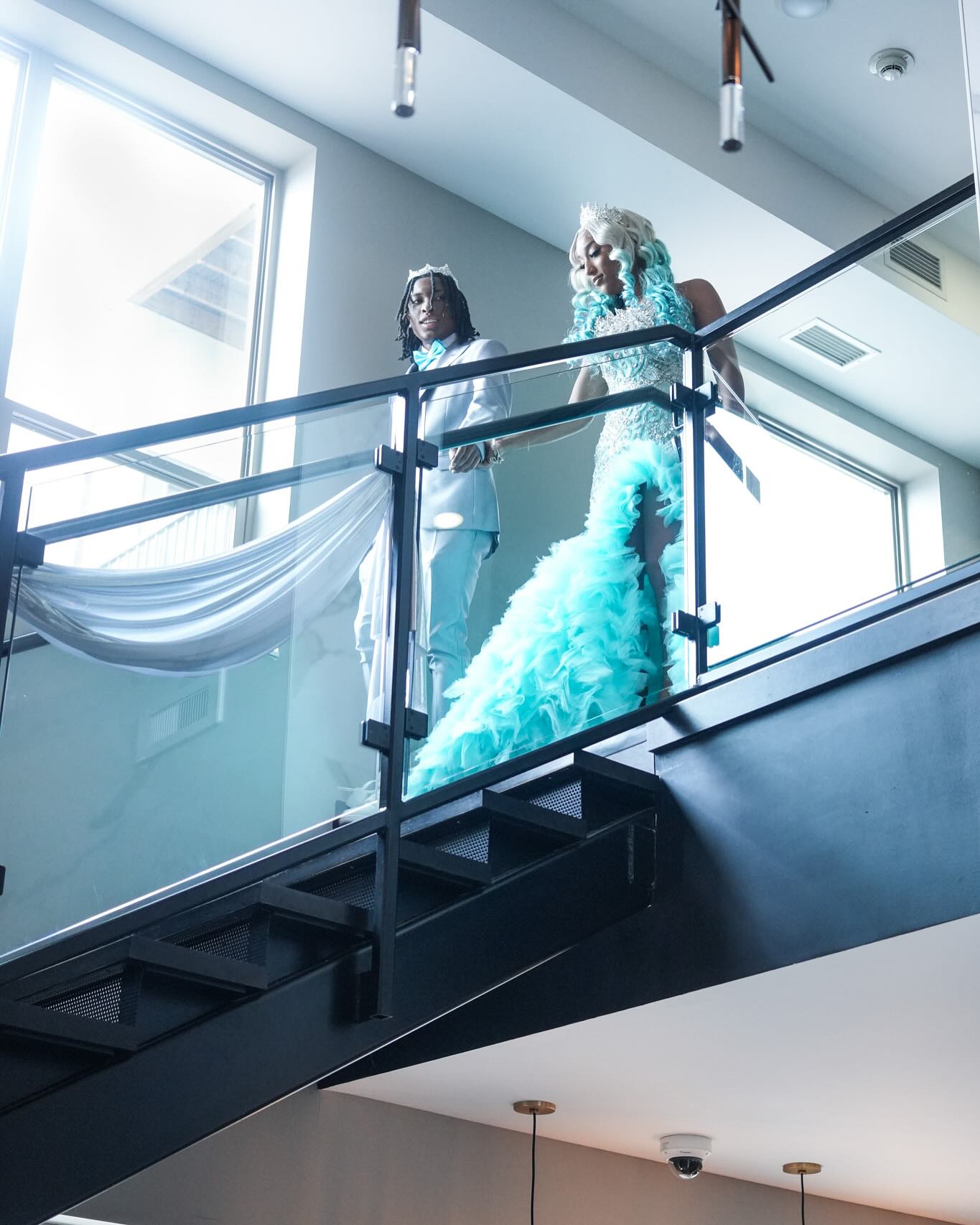 Tiffany Blue Crystal Mermaid Gown - 2026 3D Leaf Bodice & Explosive Ruffle Tiered Prom Dress