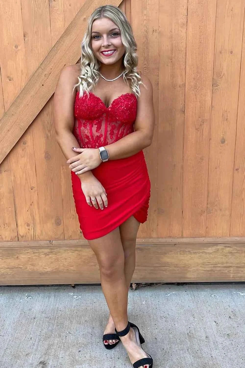 Fuchsia Sweetheart Tight Corset Homecoming Dress with Beading