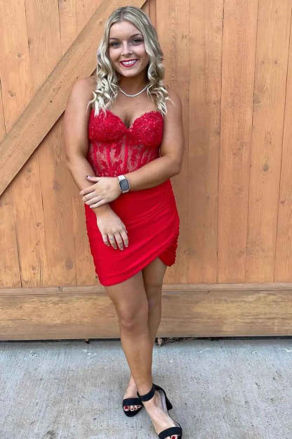 Fuchsia Sweetheart Tight Corset Homecoming Dress with Beading